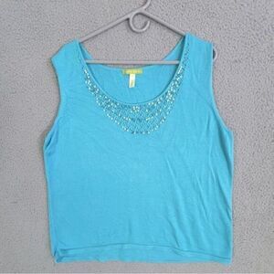 SIGRID OLSEN WOMENS SWEATER VEST TURQUOISE SIZE 2X